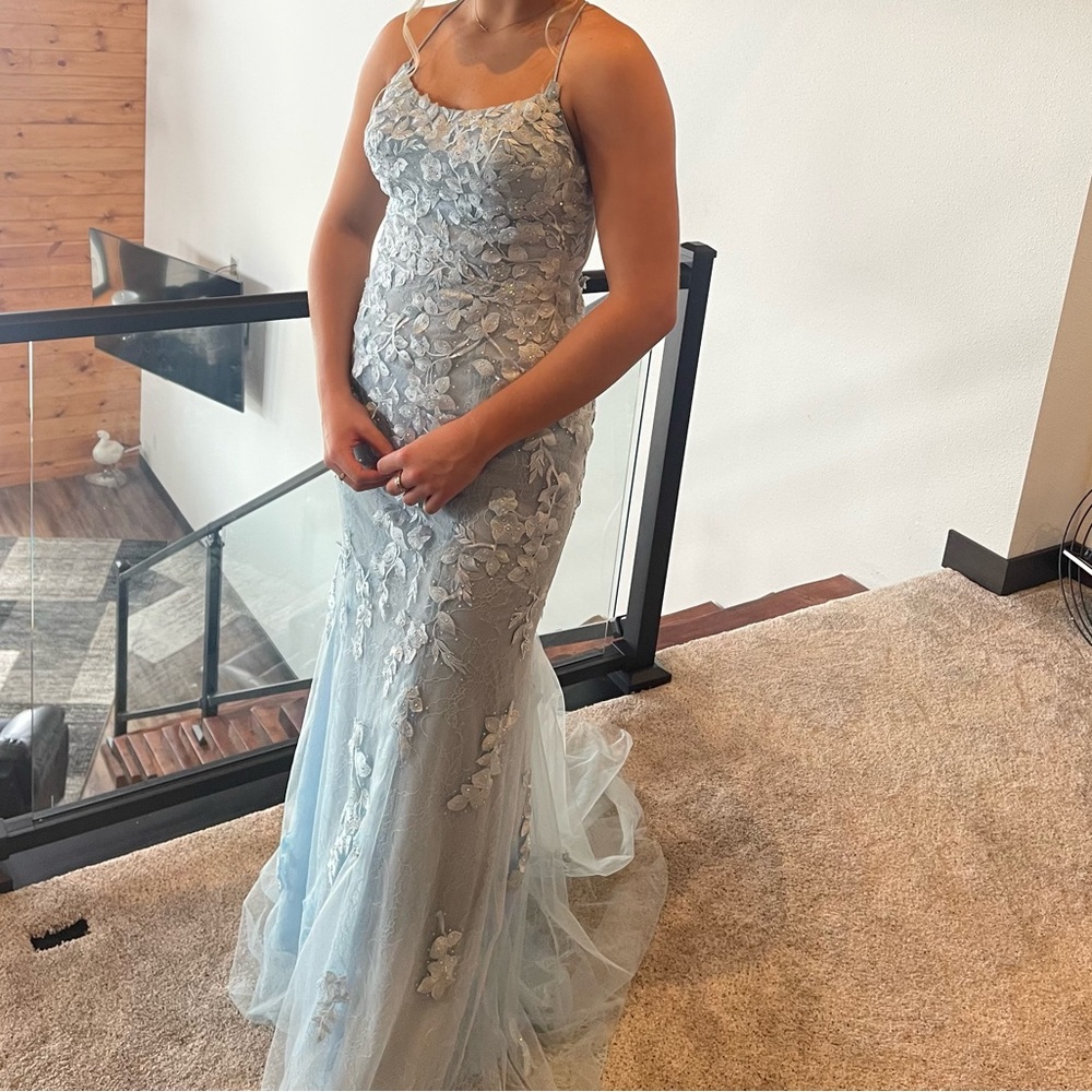 Beautiful Powder Blue Prom Dress .. Worn For 8 Hours … Gem